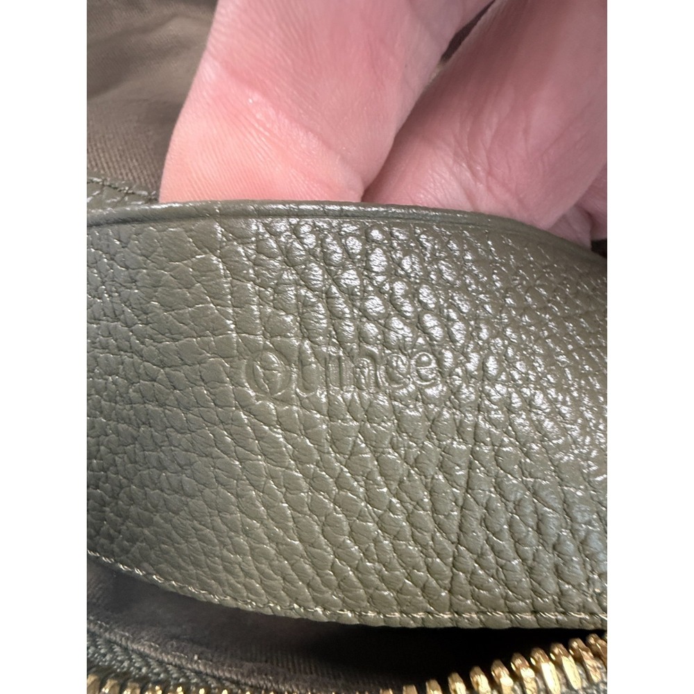 QUINCE Italian Pebbled Leather Crossbody Bag Olive Green 100% Cow Leather - Picture 3 of 10
